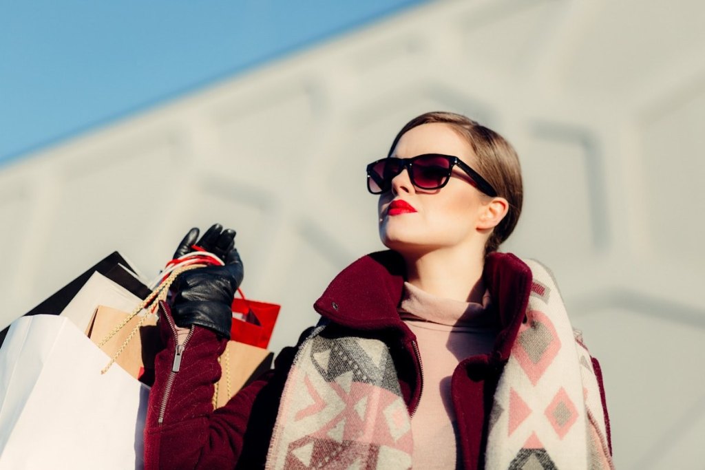 Woman carrying shopping bags