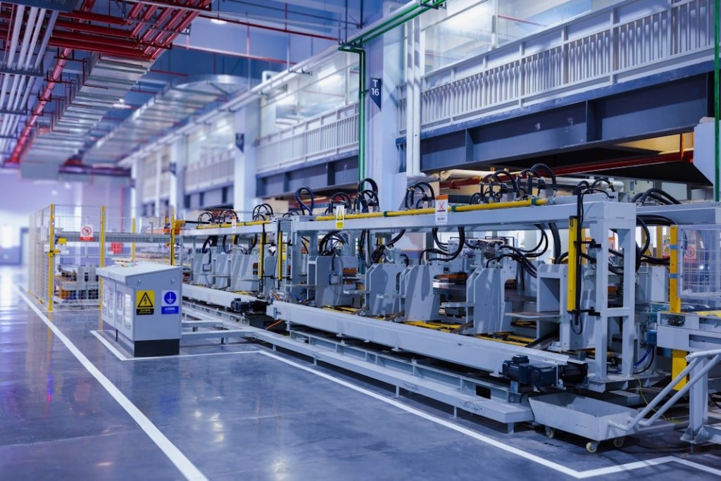 Automated production line in a modern factory