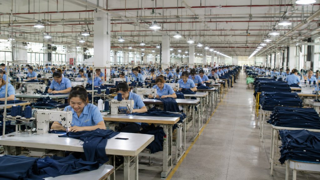 Large garment factory floor