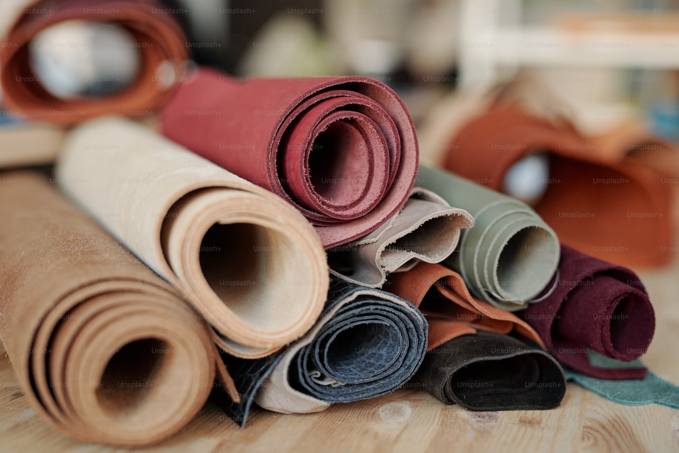Rolls of fabric selected during material sourcing