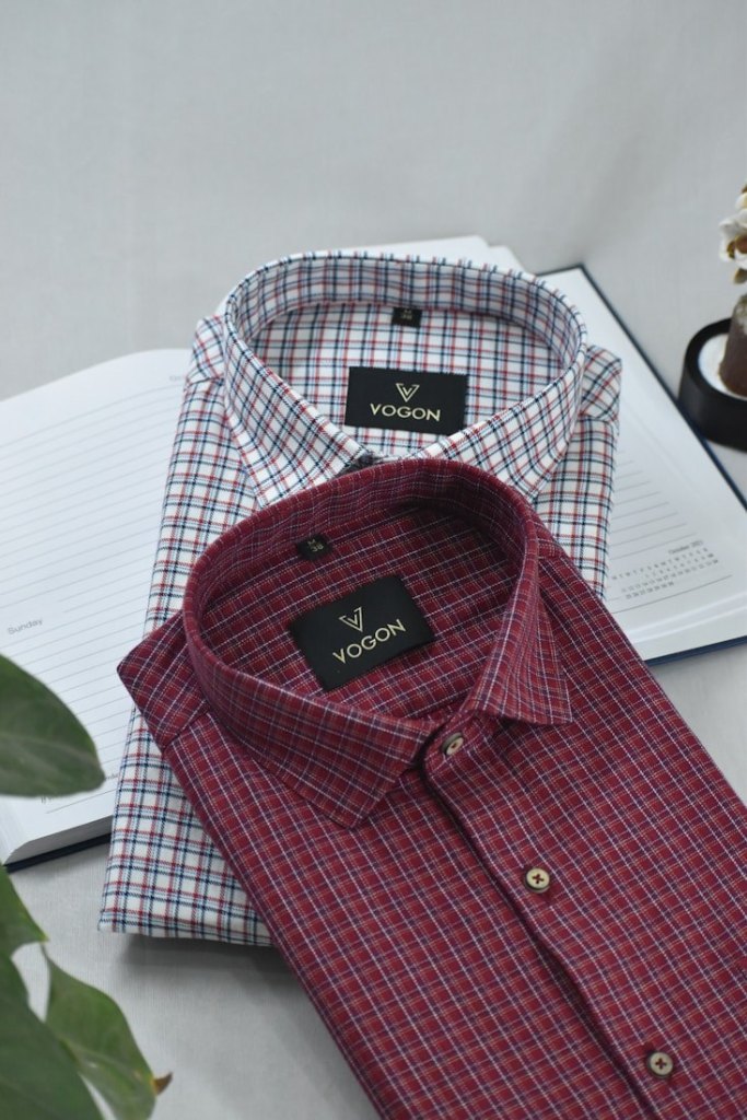 Folded check shirts