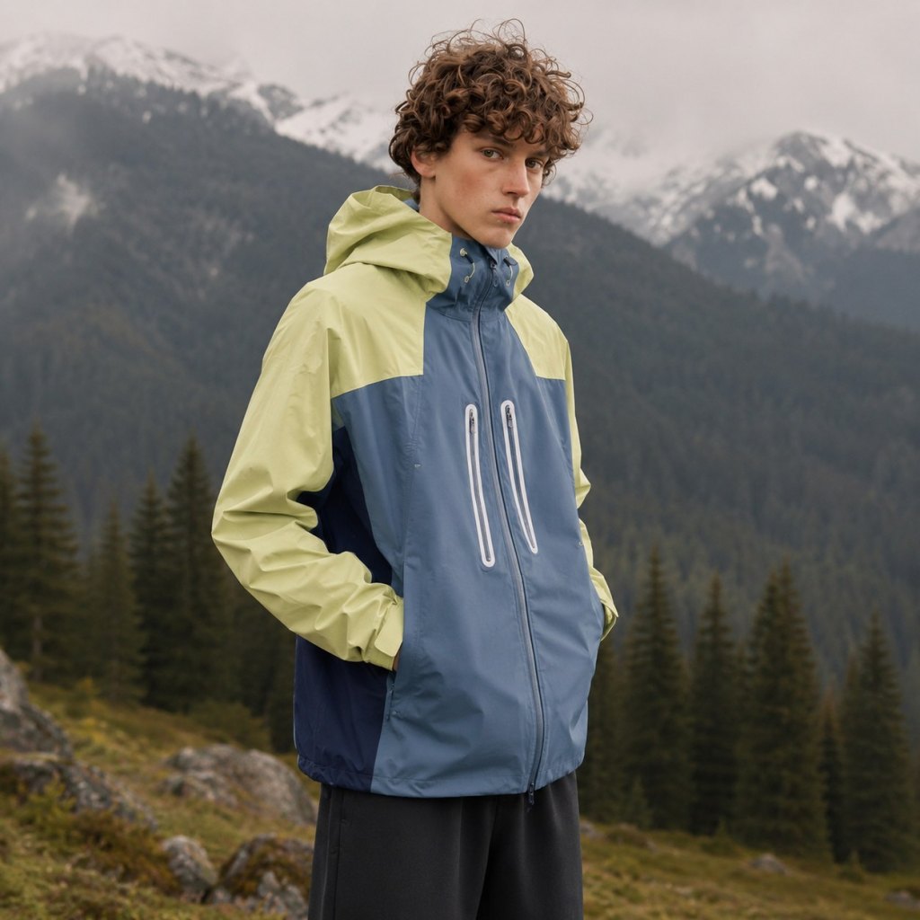 Technical color-block outerwear jacket