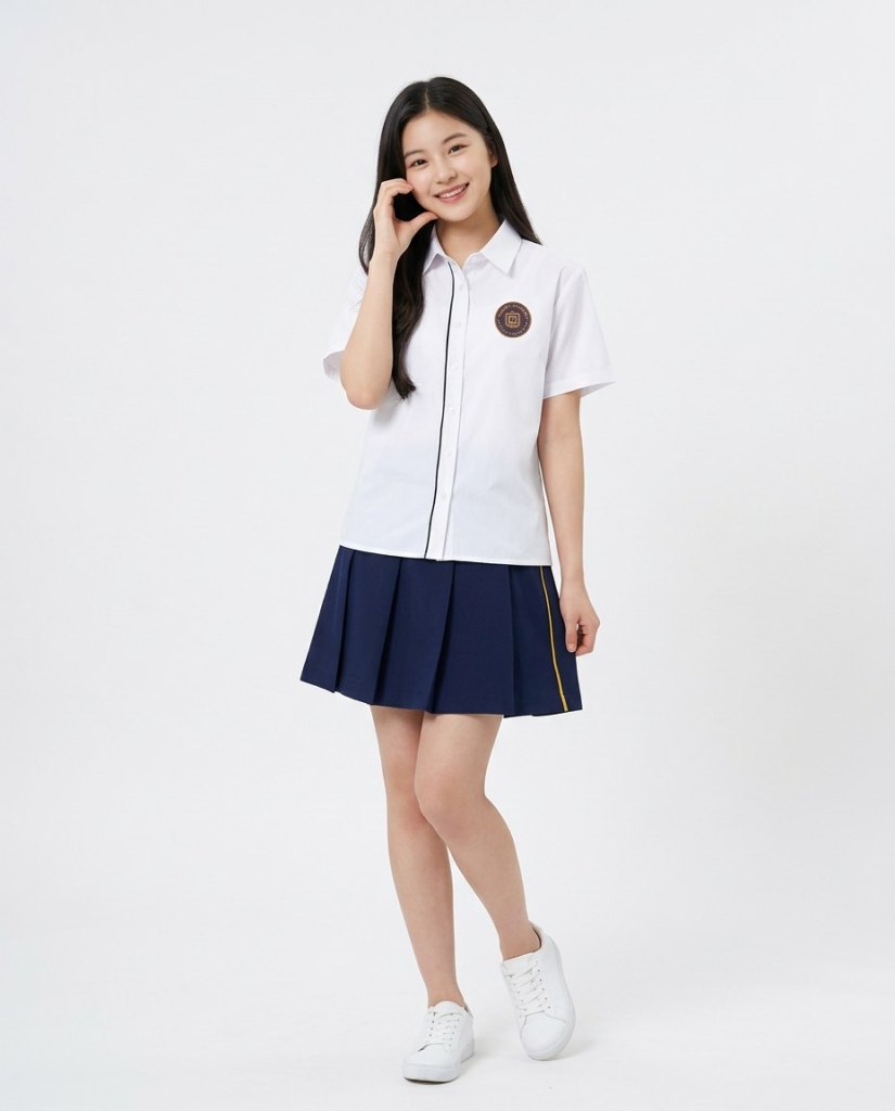 Girl school uniform with skirt