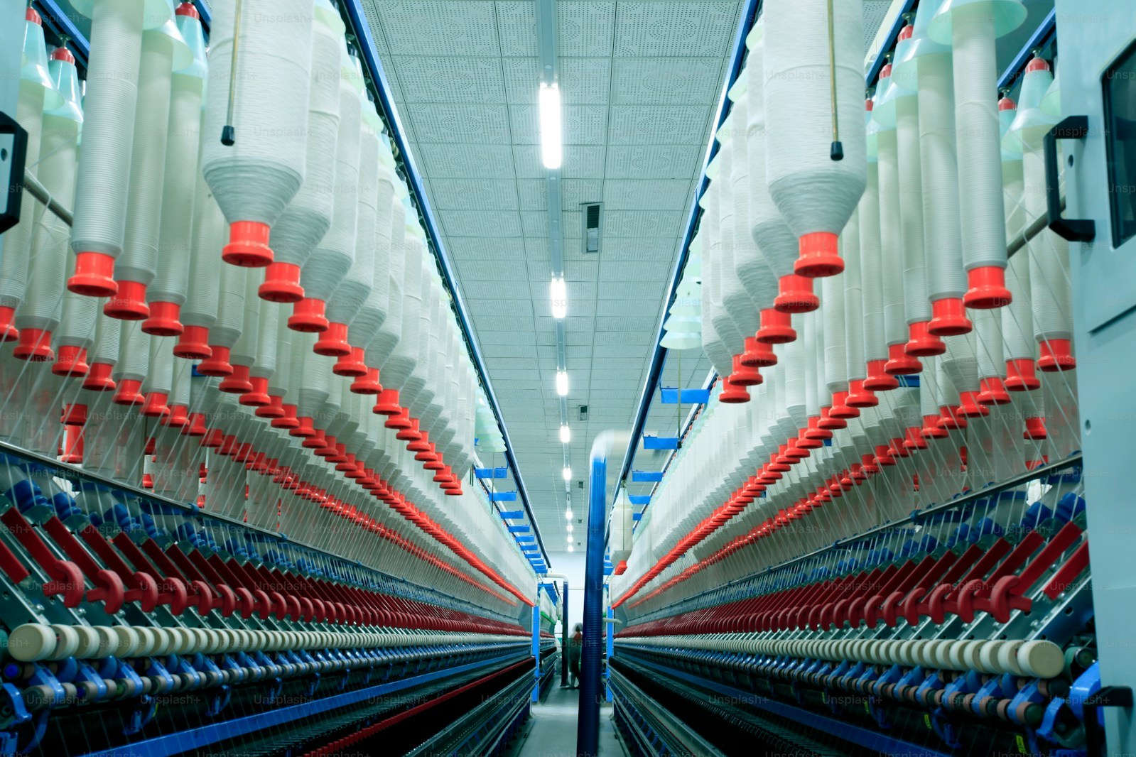 Spinning machines in a yarn mill
