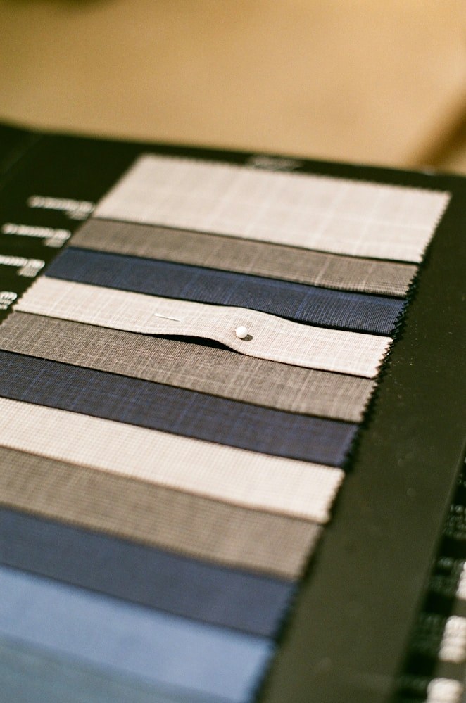 Fabric swatches and buttons for a new collection