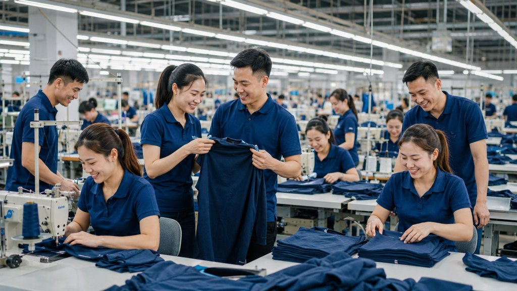 Garment workers on the production floor